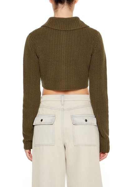 Düğmeli Crop Hırka modelleri