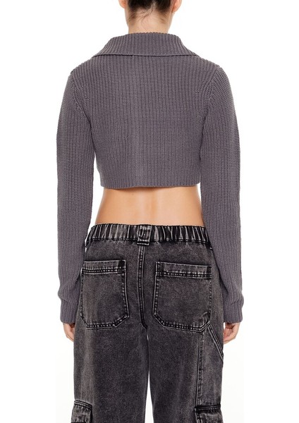 Düğmeli Crop Hırka modelleri