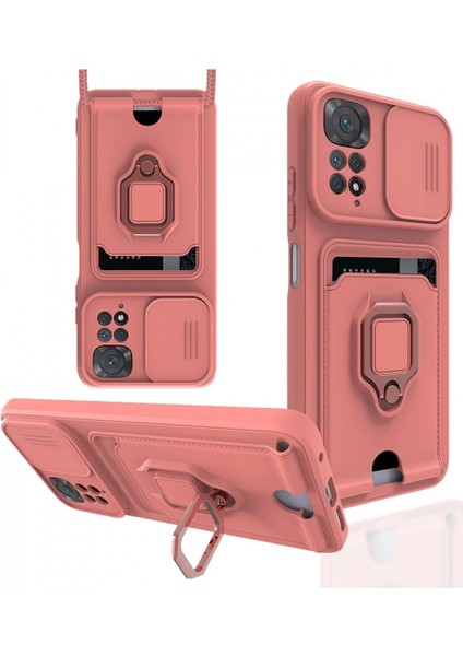 Xiaomi Redmi Note 11 Pro Kılıf Zuma Kartvizitli Yüzüklü Silikon - Pembe