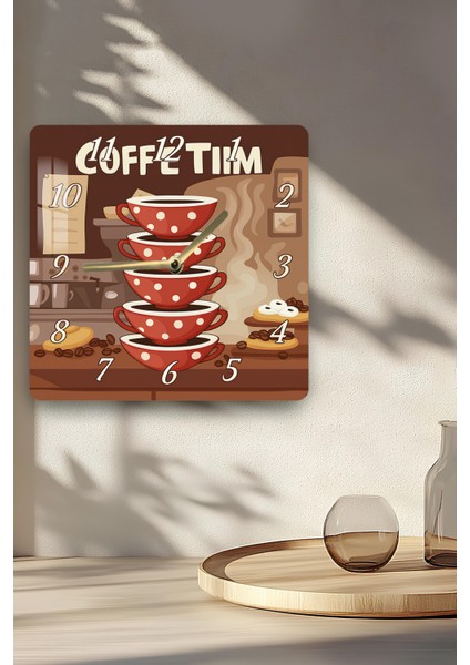 Coffee Time Temalı Temperli Cam Kare Saat 33X33 cm Ebadında Uv Baskı - KCS022 indirimleri