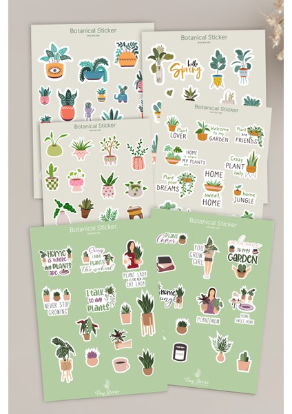 Sticker 6'lı Set - Botanik / Bitki Temalı - 6 Sayfa