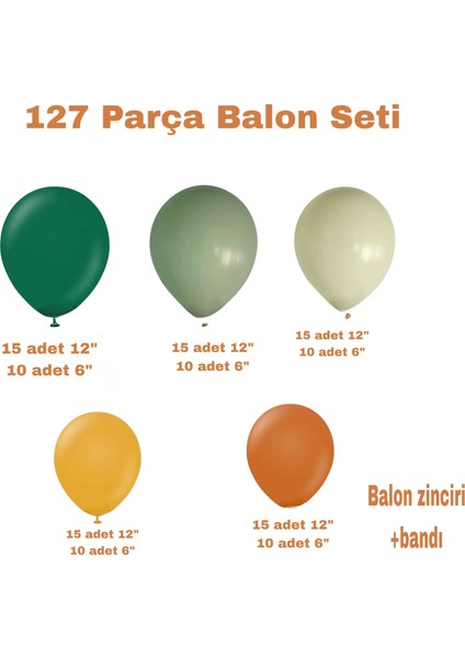 125 Parça Safari Temalı Balon Seti Doğum Günü Baby Shower İçin Koyu Yeşil Bej Renkler fiyatları
