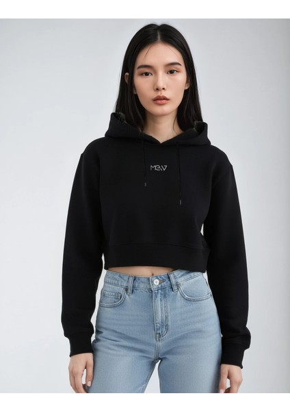 Kapüşonlu Dökümlü Crop Sweatshirt modelleri