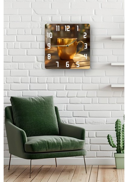Altın Kupa Temalı Temperli Cam Kare Saat 33X33 cm Ebadında Uv Baskı - KCS021 fiyatları