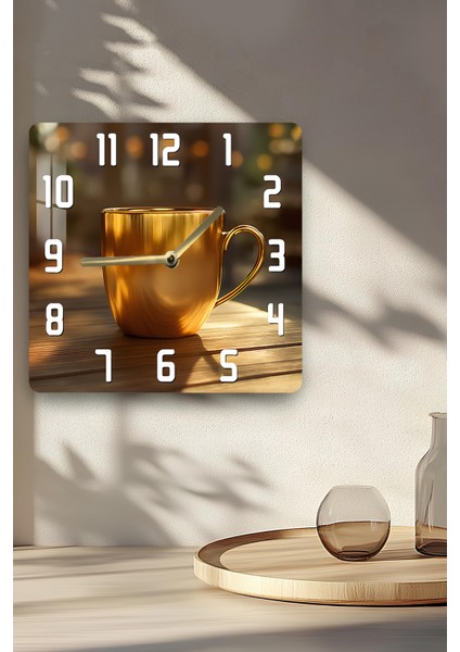 Altın Kupa Temalı Temperli Cam Kare Saat 33X33 cm Ebadında Uv Baskı - KCS021 indirimleri