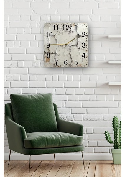 Beton Dokulu Temperli Cam Kare Saat 33X33 cm Ebadında Uv Baskı - KCS034 fiyatları