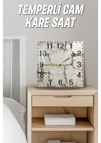 Beton Dokulu Temperli Cam Kare Saat 33X33 cm Ebadında Uv Baskı - KCS034 fırsatları