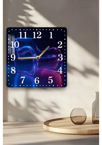 Mavi ve Pembe Işık Geçişli Soyut Desenli Temperli Cam Kare Saat 33X33 cm Ebadında Uv Baskı - KCS043 indirimleri