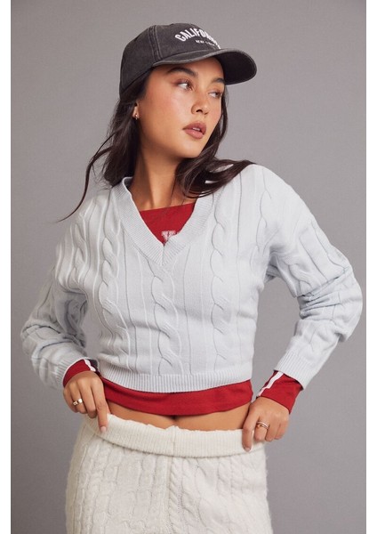 Saç Örgü Detaylı Kazak fırsatları