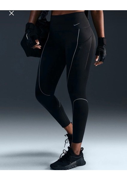 Go Firm-Support High-Waisted Reflective 7/8 Training Yüksek Belli Siyah Kadın Tayt