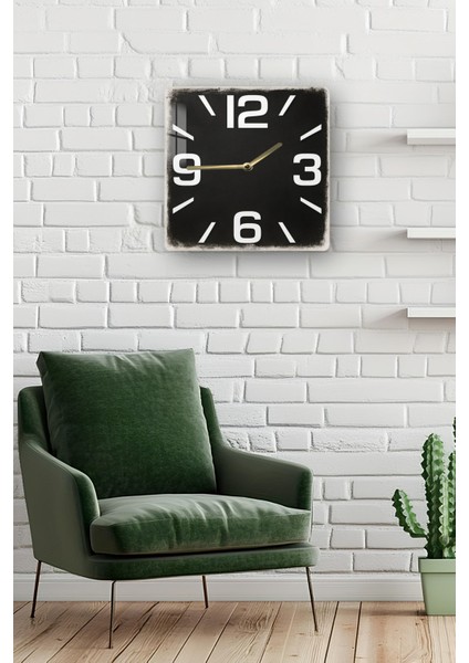 Siyah Minimalist Temperli Cam Kare Saat 33X33 cm Ebadında Uv Baskı - KCS033 fiyatları