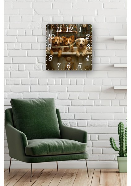 Köpekli Banyo Temalı Temperli Cam Kare Saat 33X33 cm Ebadında Uv Baskı - KCS066 fiyatları