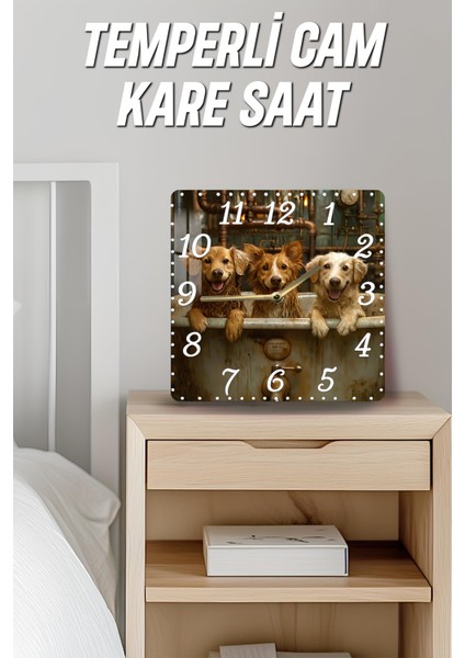 Köpekli Banyo Temalı Temperli Cam Kare Saat 33X33 cm Ebadında Uv Baskı - KCS066 fırsatları