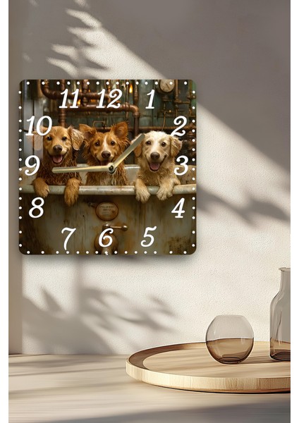 Köpekli Banyo Temalı Temperli Cam Kare Saat 33X33 cm Ebadında Uv Baskı - KCS066 indirimleri