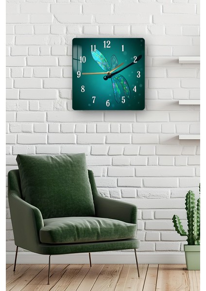 Yusufçuk Desenli Temperli Cam Kare Saat 33X33 cm Ebadında Uv Baskı - KCS036 fiyatları