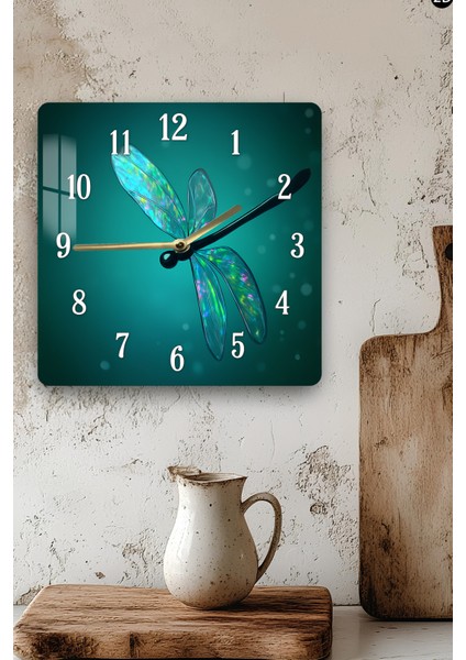 Yusufçuk Desenli Temperli Cam Kare Saat 33X33 cm Ebadında Uv Baskı - KCS036 modelleri