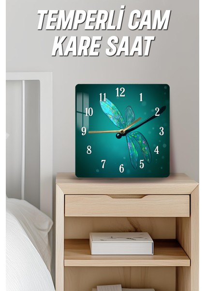 Yusufçuk Desenli Temperli Cam Kare Saat 33X33 cm Ebadında Uv Baskı - KCS036 fırsatları