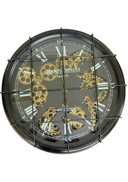 Saat Çarklı Izgaralı Duvar Saati Dekoratif Ev Ofis Hediyelik