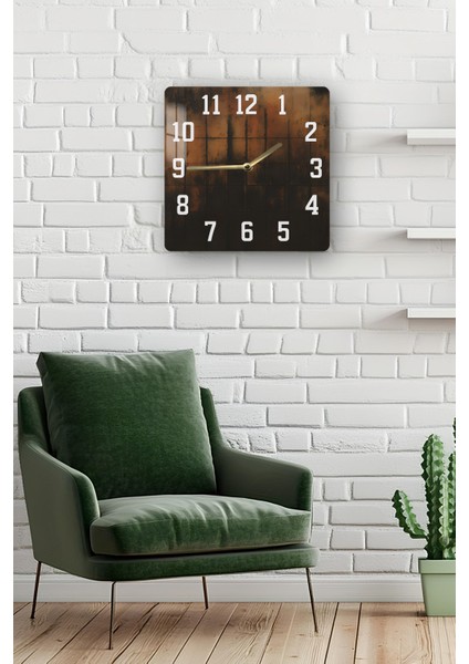 Endüstriyel Bakır Tonlu Temperli Cam Kare Saat 33X33 cm Ebadında Uv Baskı - KCS007 fiyatları