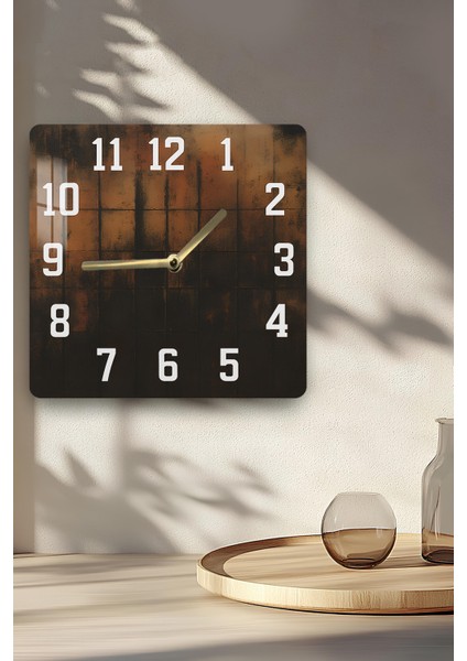 Endüstriyel Bakır Tonlu Temperli Cam Kare Saat 33X33 cm Ebadında Uv Baskı - KCS007 indirimleri