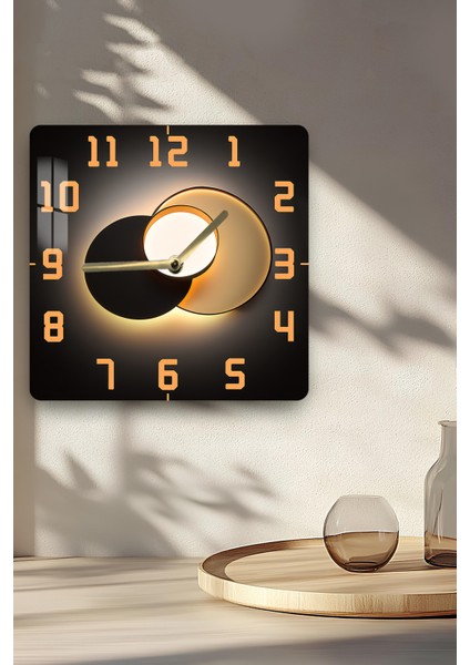 Altın Işık Halkası Temalı Temperli Cam Kare Saat 33X33 cm Ebadında Uv Baskı - KCS020 indirimleri