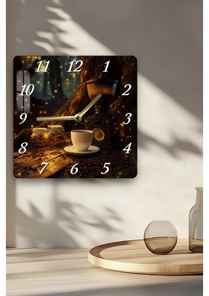 Kahve ve Değirmen Temalı Temperli Cam Kare Saat 33X33 cm Ebadında Uv Baskı - KCS015 indirimleri