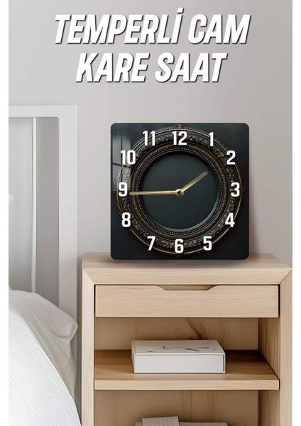 Modern Temperli Cam Kare Saat 33X33 cm Ebadında Uv Baskı - KCS052 fırsatları