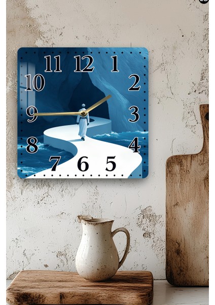 Mavi Yolculuk ve Derviş Temalı Temperli Cam Kare Saat 33X33 cm Ebadında Uv Baskı - KCS048 modelleri