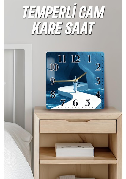 Mavi Yolculuk ve Derviş Temalı Temperli Cam Kare Saat 33X33 cm Ebadında Uv Baskı - KCS048 fırsatları