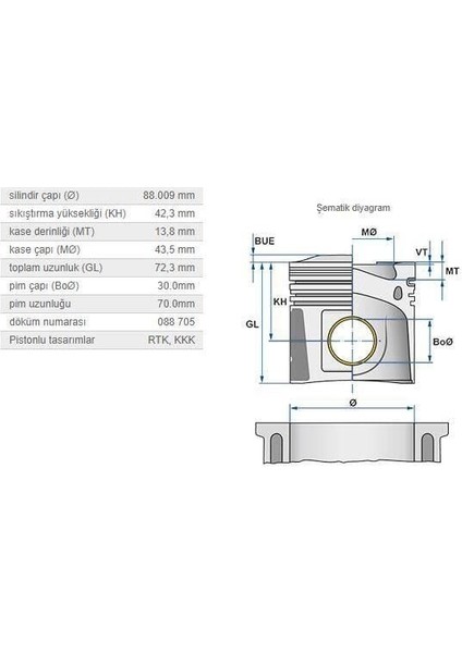 Piston 88,00MM M.benz 611 612 613 98-09