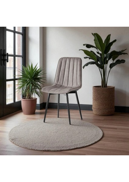 S87 Togo Sandalye (2 Adet) – Gri Kumaş, Siyah Metal Ayak