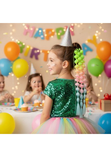 Balon Örgülü Simli Lastikli At Kuyruğu - ACM27