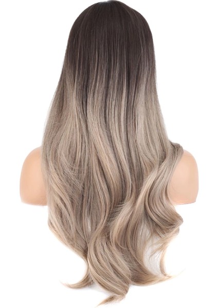 Doğal Dalgalı Perçemli Fiber Sentetik Uzun Boy Peruk - Koyu Kumral / Rus Kumralı Ombreli indirimleri