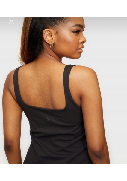 Yoga Luxe Shelf-Bra Dri-Fit Black Tank Top Siyah Kadın T-Shirt/atlet indirimleri