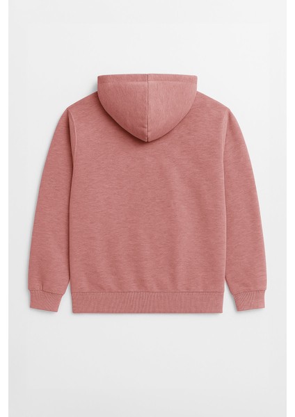 Kadın Kapüşonlu Cepli Mercan Sweatshirt