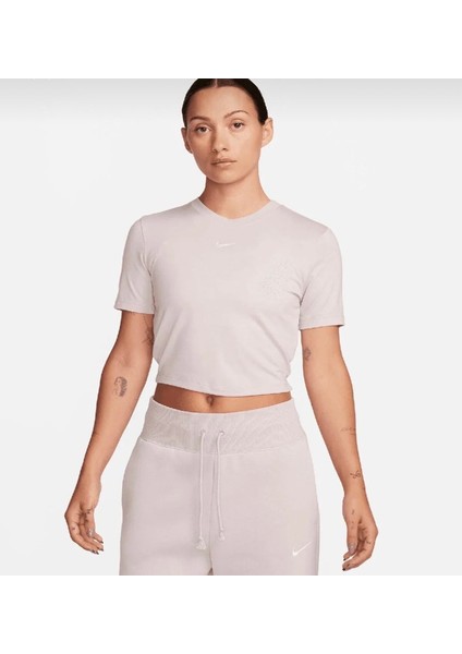 Sportswear Essential Slim Cropped Pembe Kadın T-Shirt