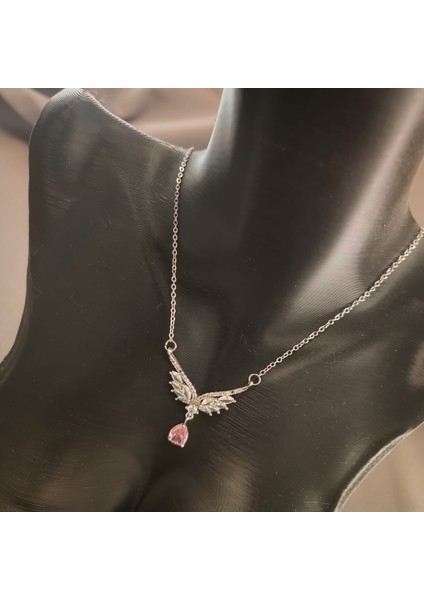 Melek Kanadı Kolye 316L Çelik Gümüş Renk