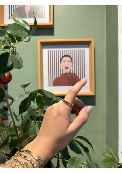 Renkli Taşlı Ince Yüzük fiyatları