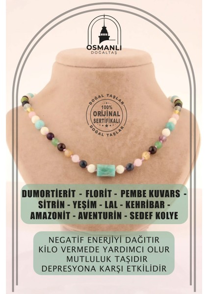 Doğal Taşlı Renkli Kolye, Enerjik ve Şık Tasarım