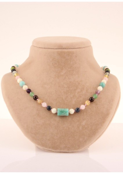 Doğal Taşlı Renkli Kolye, Enerjik ve Şık Tasarım fiyatları