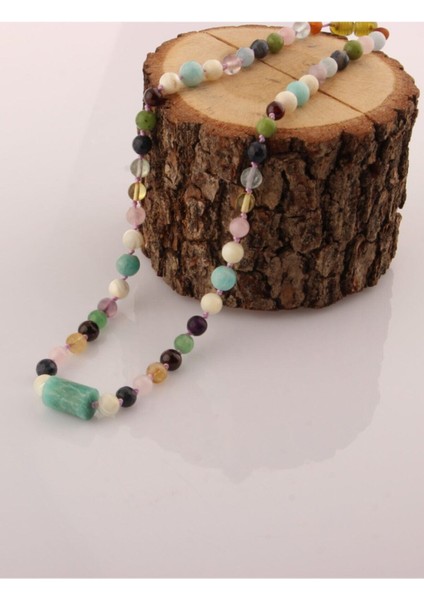 Doğal Taşlı Renkli Kolye, Enerjik ve Şık Tasarım modelleri