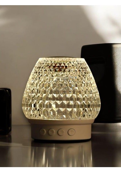 Ds-Derin G5 Kristal Şarjlı Masa Lambası - 7 Renk Gece Lambası ve Bluetooth Hoparlör indirimleri