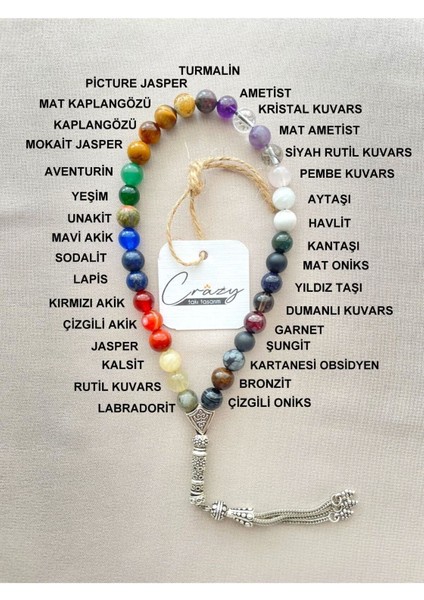 8 mm Doğal Taş Karma Tesbih, Renkli ve Şık Tasarım