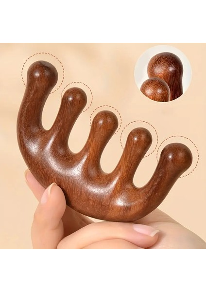 Saç Derisi Tarağı Masaj Aleti Ahşap Tarak Meridyen Gua Sha Masaj Aparatı Geniş Dişli Tarak AT-113