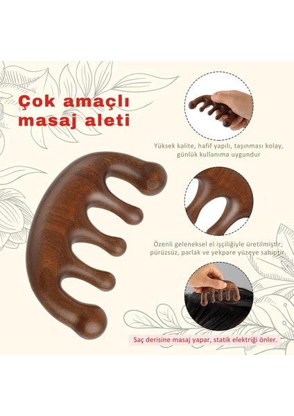 Saç Derisi Tarağı Masaj Aleti Ahşap Tarak Meridyen Gua Sha Masaj Aparatı Geniş Dişli Tarak AT-113 indirimleri