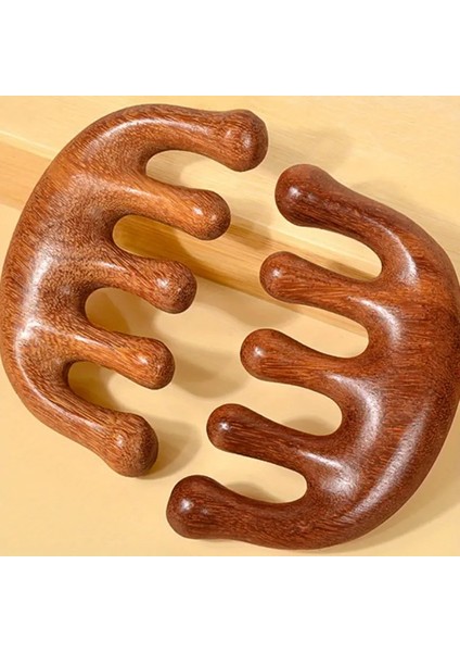 Saç Derisi Tarağı Masaj Aleti Ahşap Tarak Meridyen Gua Sha Masaj Aparatı Geniş Dişli Tarak AT-113