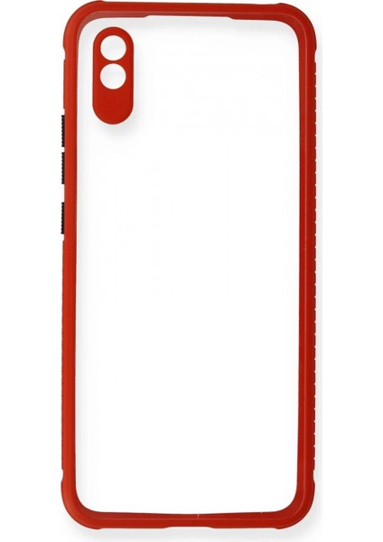 Xiaomi Redmi 9A Kılıf Miami Şeffaf Silikon - Kırmızı fiyatları