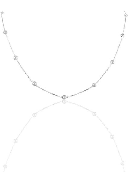 Parlak Gümüş Sıra Taşlı 45 cm Kolye, Şık ve Zarif Takı Seçeneği