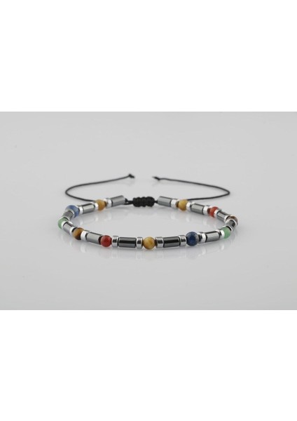 Renkli Doğal Taş Bileklik Seti: Kaplan Gözü, Hematit, Kırmızı Akik, Aventurin, Lapis Lazuli fiyatları