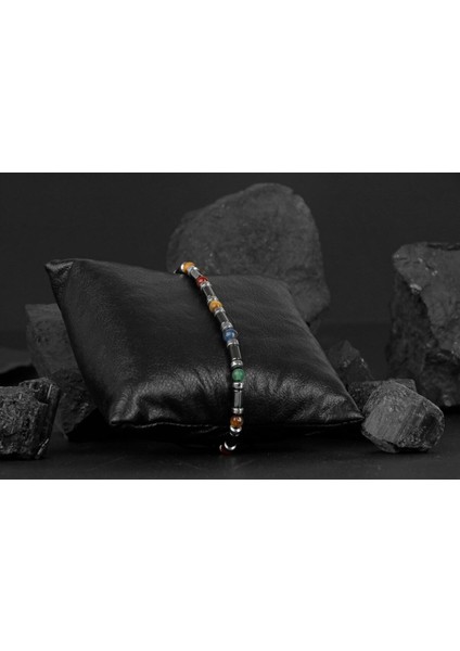 Renkli Doğal Taş Bileklik Seti: Kaplan Gözü, Hematit, Kırmızı Akik, Aventurin, Lapis Lazuli indirimleri